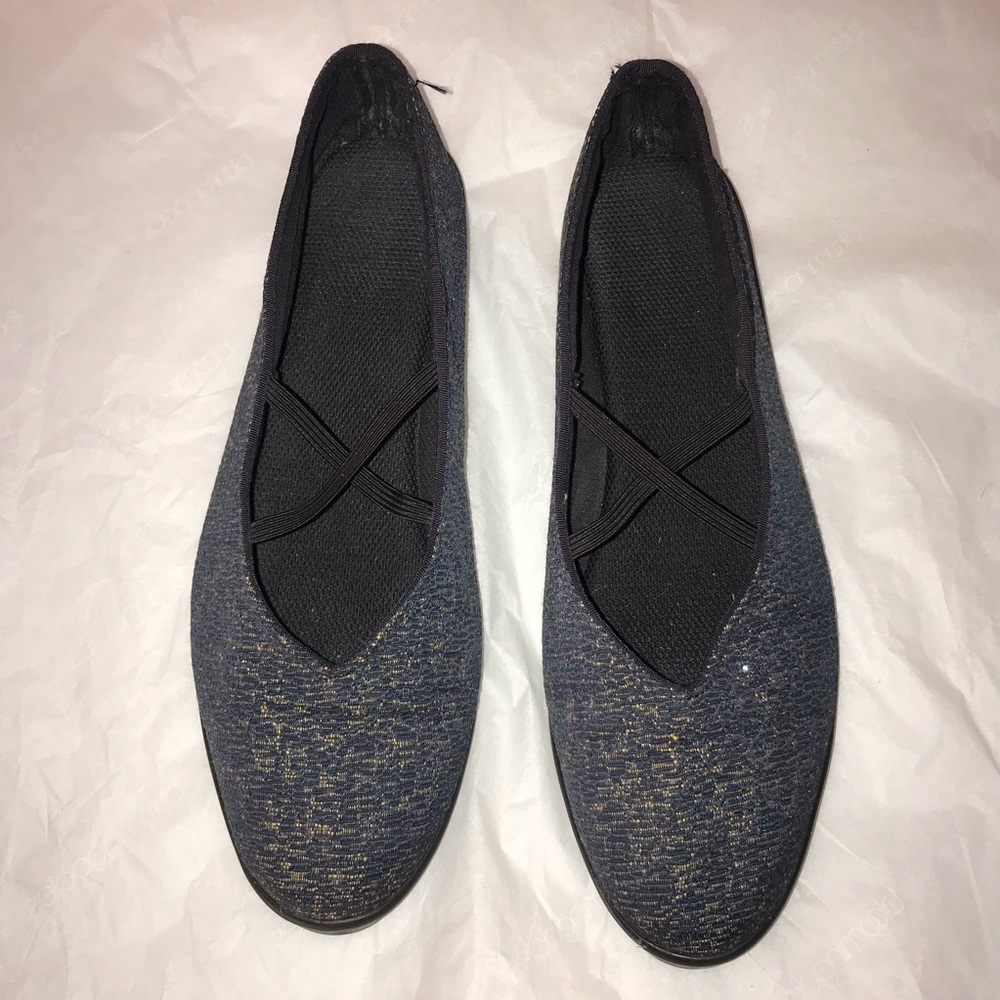 Anthropologie Apropos Blue/Gold Ballet Flat Shoes